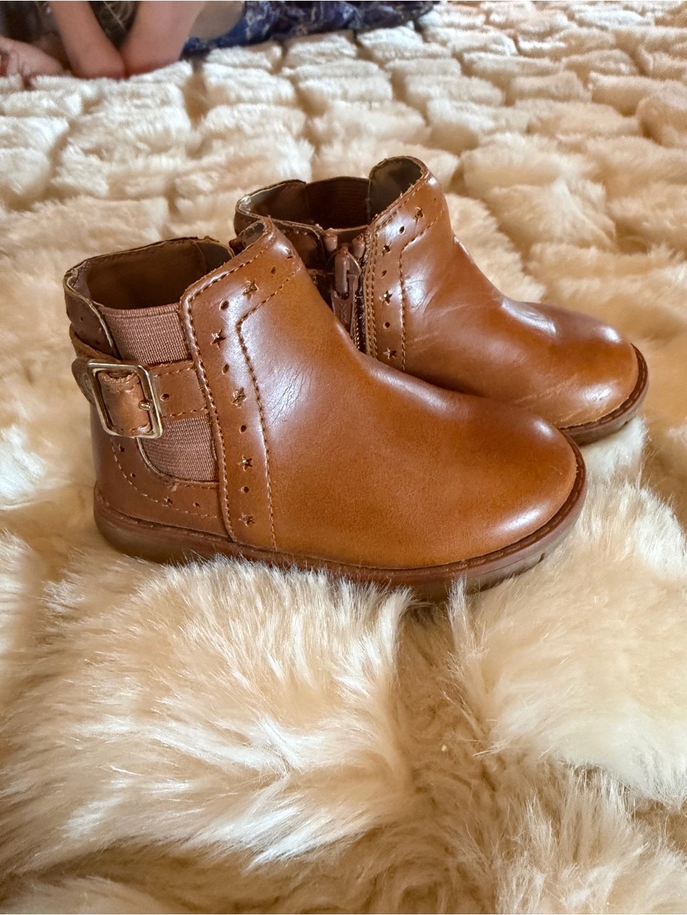 Stride Rite 5.5 Toddler Tan Leather Ankle Boots with Buckle